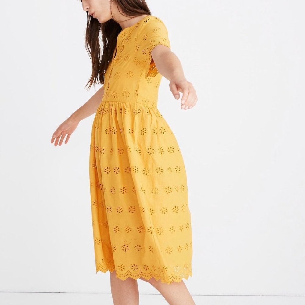 Madewell Scalloped Eyelet Midi Dress